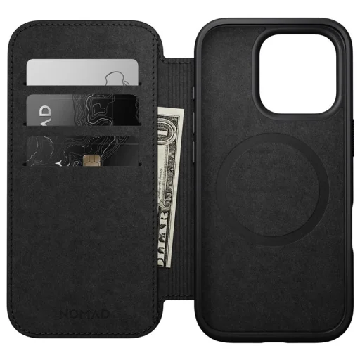 Nomad Modern Leather Folio kožené puzdro pre iPhone 16 Pro, hnedé - 6