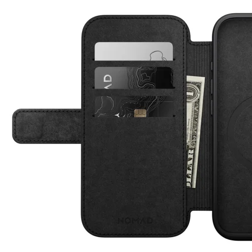 Nomad Modern Leather Folio kožené puzdro pre iPhone 16 Pro, hnedé - 7