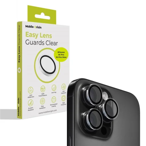 Mobile Origin Easy Lens ochranné sklo na šošovky, číre – iPhone 16 Pro/16 Pro Max - 1