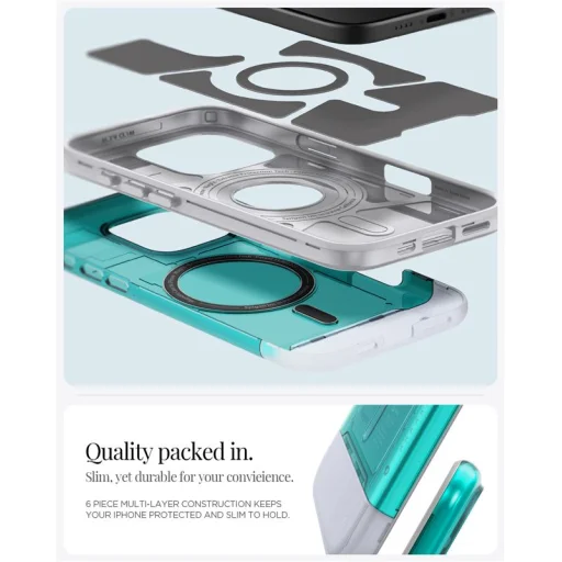 Puzdro Spigen Classic C1 MagSafe pre iPhone 16 Pro, Bondi modrá - 3