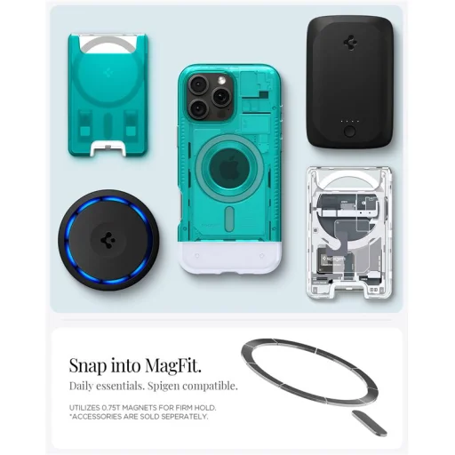 Puzdro Spigen Classic C1 MagSafe pre iPhone 16 Pro, Bondi modrá - 5