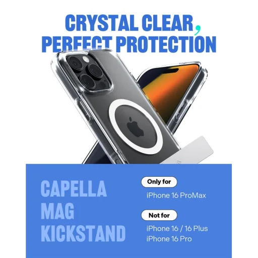  iPhone 16 Pro Max átlátszó fehér/ezüst Spigen Caseology Capella MagSafe kitámasztós tok - 15