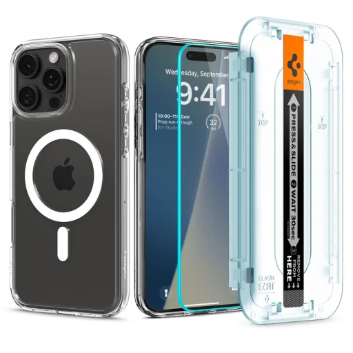  Apple iPhone 16 Pro Max fehér Spigen Ultra Hybrid MagSafe tok + Glass tR EZ Fit üvegfólia csomag - 1