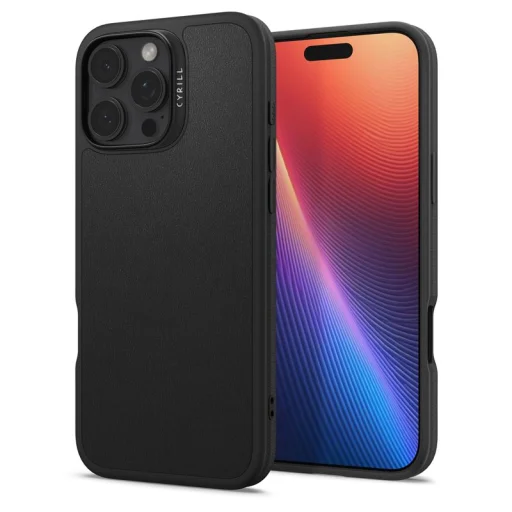  Apple iPhone 16 Pro Max fekete Spigen Cyrill Kajuk MagSafe vegán bőrtok - 1