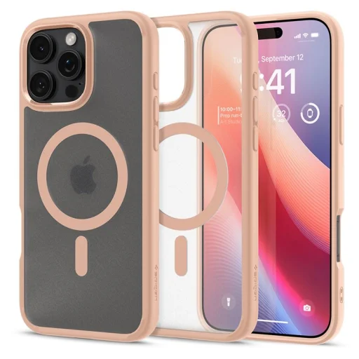  Apple iPhone 16 Pro Max matt rózsaarany titán Spigen Ultra Hybrid MagSafe tok - 1