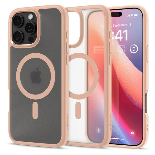 Puzdro Spigen Ultra Hybrid MagSafe pre iPhone 16 Pro, matný ružový titán - 1