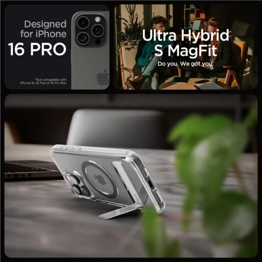 Puzdro Spigen Ultra Hybrid S MagSafe pre iPhone 16 Pro, grafitové - 9