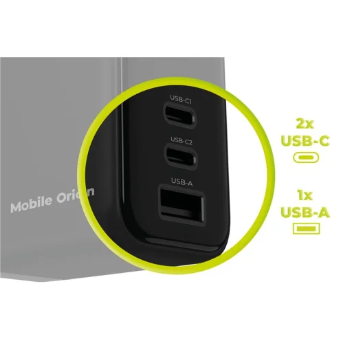 Mobile Origin PW20 65 W GaN sieťová nabíjačka s displejom, 2× USB-C a USB-A, čierna - 2