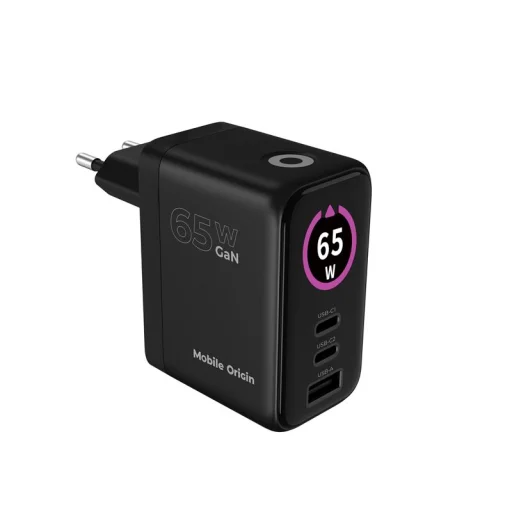 Mobile Origin PW20 65 W GaN sieťová nabíjačka s displejom, 2× USB-C a USB-A, čierna - 11