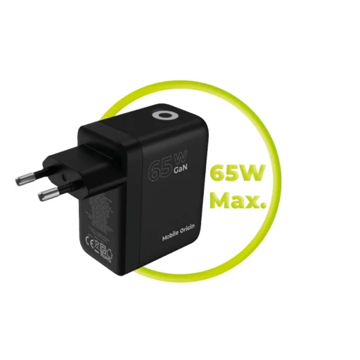 Mobile Origin PW20 65 W GaN sieťová nabíjačka s displejom, 2× USB-C a USB-A, čierna - 14