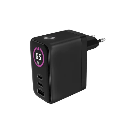 Mobile Origin PW20 65 W GaN sieťová nabíjačka s displejom, 2× USB-C a USB-A, čierna - 7