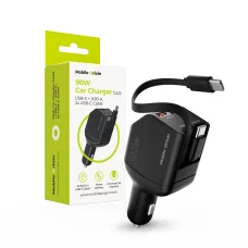Mobile Origin CA22 90W autonabíjačka s konektormi USB-C a USB-A, 2 ks USB-C káblov, čierna