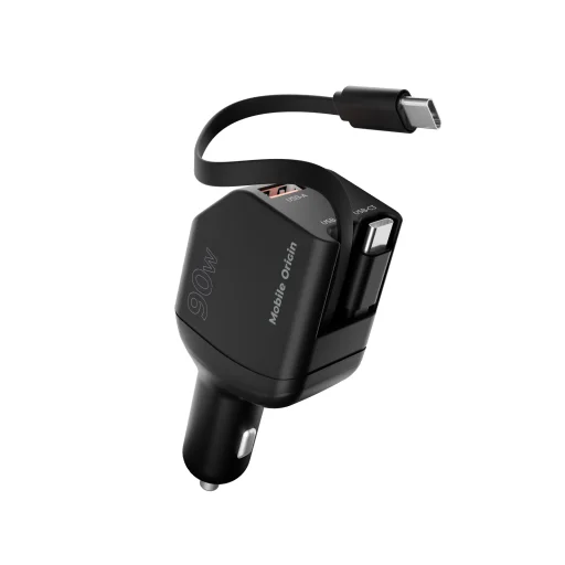 Mobile Origin CA22 90W autonabíjačka s konektormi USB-C a USB-A, 2 ks USB-C káblov, čierna - 2