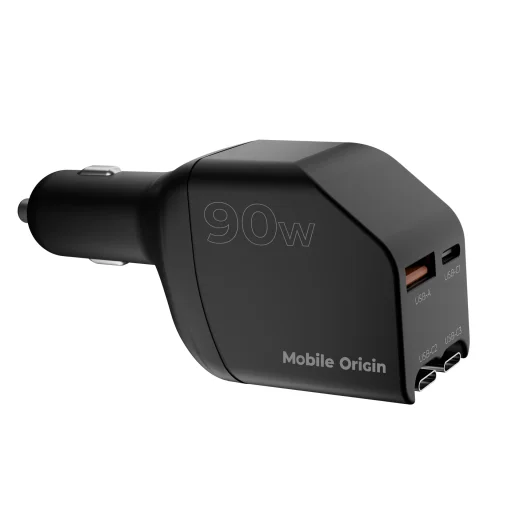 Mobile Origin CA22 90W autonabíjačka s konektormi USB-C a USB-A, 2 ks USB-C káblov, čierna - 9
