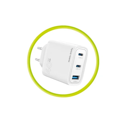 Mobile Origin GaN 40W sieťová nabíjačka MO13 biela, 1 USB-A a 2 USB-C - 2