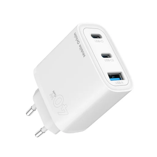 Mobile Origin GaN 40W sieťová nabíjačka MO13 biela, 1 USB-A a 2 USB-C - 11