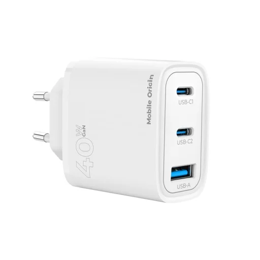 Mobile Origin GaN 40W sieťová nabíjačka MO13 biela, 1 USB-A a 2 USB-C - 6