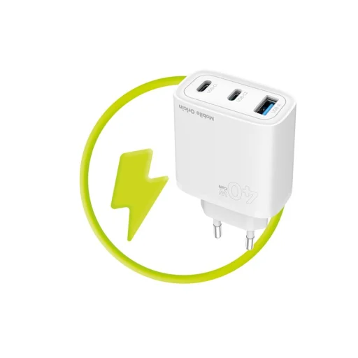 Mobile Origin GaN 40W sieťová nabíjačka MO13 biela, 1 USB-A a 2 USB-C - 9