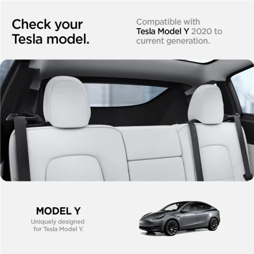 Spigen držiak zadného bezpečnostného pásu Tesla čierny – Tesla Model Y - 4