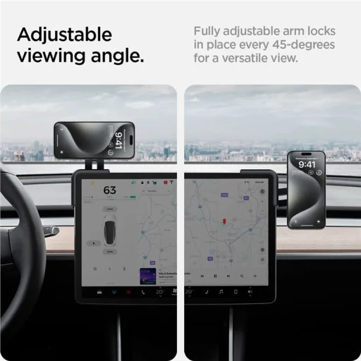 Spigen Tesla TapLock MagSafe držiak na telefón do auta, čierny – na obrazovku - 5