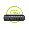 Mobile Origin PW12 GaN 140W cestovná nabíjacia stanica s EU/UK/US adaptérmi, 3x USB-C + 3x USB-A thumbnail