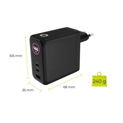 Mobile Origin PW21 140W GaN sieťová nabíjačka s displejom, čierna - 5
