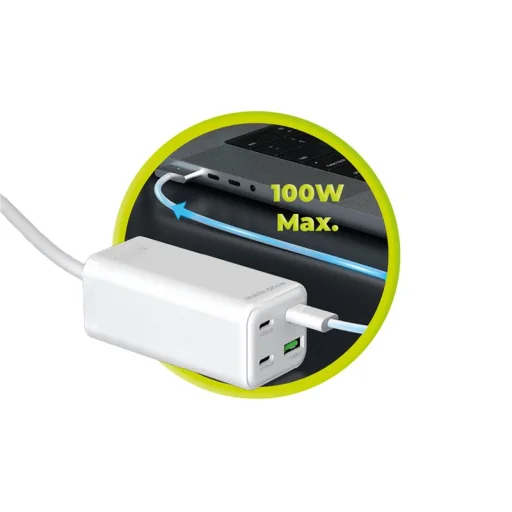 Mobile Origin GaN 100W kompaktná MultiHub nabíjačka PW18 s 3x USB-C + USB-A - 5