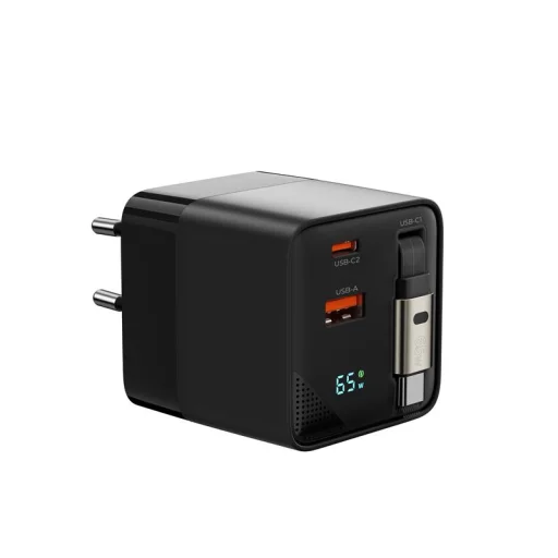 Mobile Origin 65W GaN PW2 sieťová nabíjačka s displejom, samonavíjacím USB-C káblom a konektormi USB-C a USB-A - 5