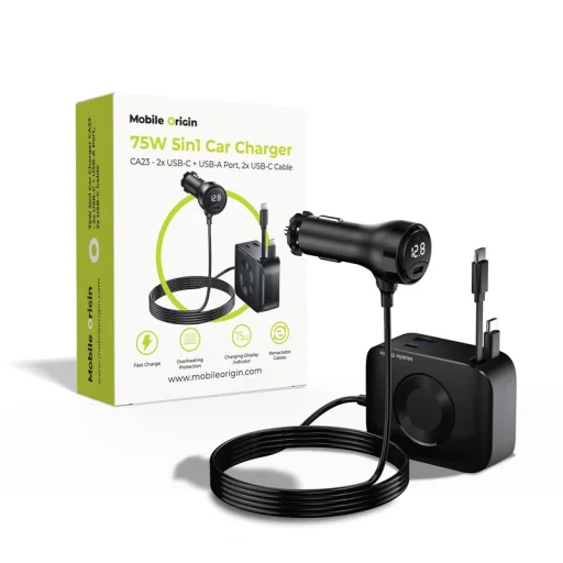 Mobile Origin CA23 75 W 5 v 1 autonabíjačka, čierna - 1