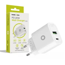 Mobile Origin PD20W MO12 20 W sieťová nabíjačka s konektorom USB-A a USB-C, biela