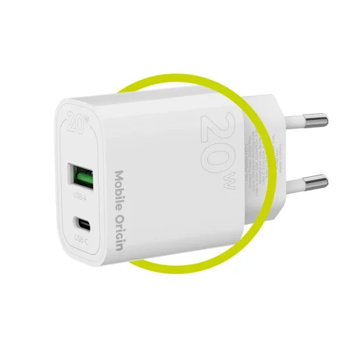 Mobile Origin PD20W MO12 20 W sieťová nabíjačka s konektorom USB-A a USB-C, biela - 11