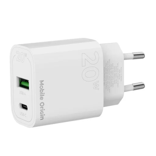 Mobile Origin PD20W MO12 20 W sieťová nabíjačka s konektorom USB-A a USB-C, biela - 5