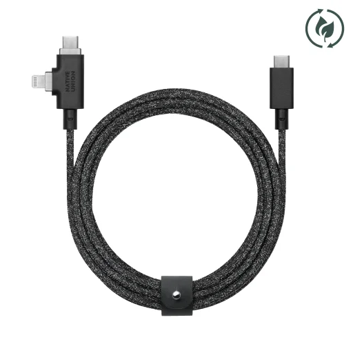 Native Union Belt Cable Duo Pro USB-C – USB-C/Lightning kábel 2,4 m 240 W kozmos - 3
