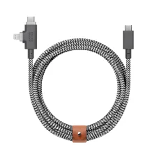 Native Union Belt Cable Duo Pro USB-C na USB-C a Lightning kábel, 2,4 m, 240 W, zebra