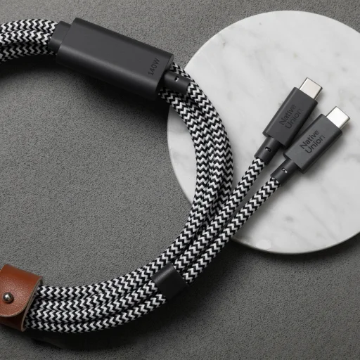 Native Union Belt Cable 2 v 1 kábel USB-C na USB-C, 2 m, zebra - 4