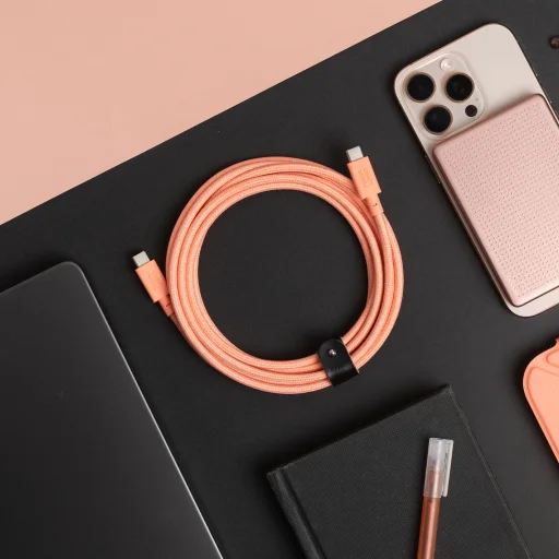 Native Union Belt Cable XL kábel USB-C – USB-C, 3 m, broskyňový - 3