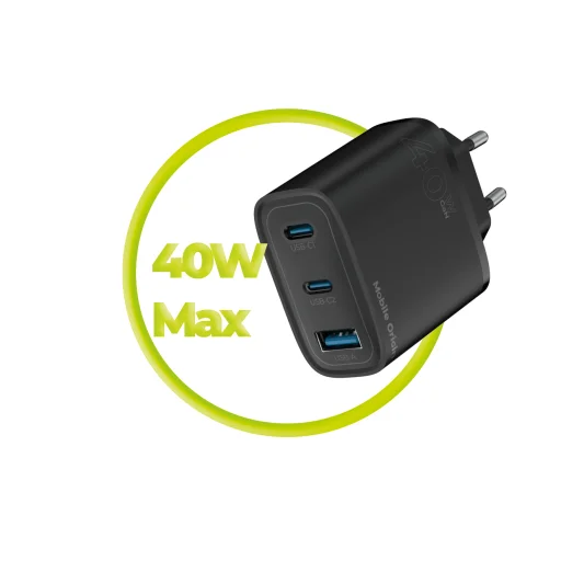 Mobile Origin GaN 40W MO13 sieťová nabíjačka čierna, 1 USB-A a 2 USB-C - 9