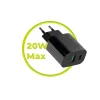 Mobile Origin MO12 PD20W hálózati töltő, fekete, USB-A + USB-C thumbnail