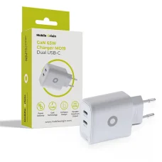 Mobile Origin MO19 GaN 65W sieťová nabíjačka s dvoma USB-C portami biela