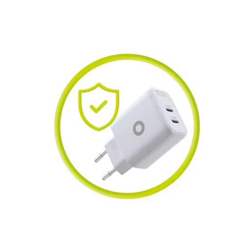 Mobile Origin MO19 GaN 65W sieťová nabíjačka s dvoma USB-C portami biela - 6