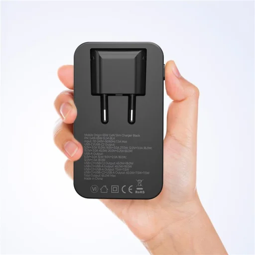 Mobile Origin 65 W GaN III Slim sieťová nabíjačka s 2× USB-C a USB-A konektormi, biela - 13