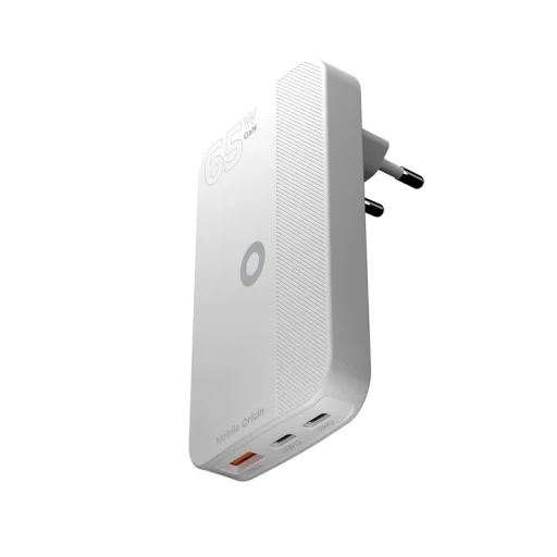 Mobile Origin 65 W GaN III Slim sieťová nabíjačka s 2× USB-C a USB-A konektormi, biela - 7