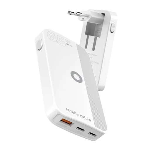 Mobile Origin 65 W GaN III Slim sieťová nabíjačka s 2× USB-C a USB-A konektormi, biela - 8