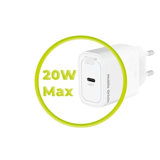 Mobile Origin PD20W MO11 20 W USB-C sieťová nabíjačka, biela - 7