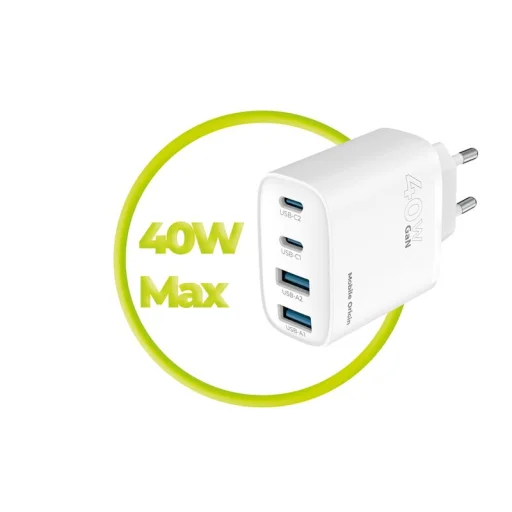 Mobile Origin PW22 40W GaN sieťová nabíjačka s 2 portmi USB-C a 2 portmi USB-A, biela - 8