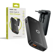 Mobile Origin 65W GaN III Slim sieťová nabíjačka s 2× USB-C a USB-A konektormi, čierna