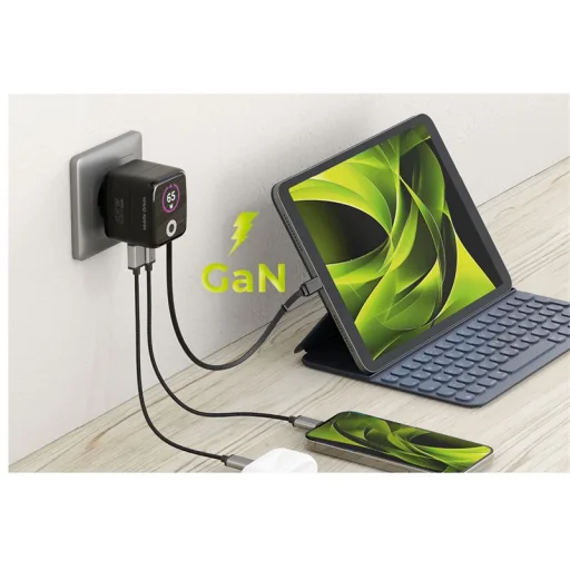 Mobile Origin PW3 65W GaN nabíjačka s displejom, so zaťahovacím USB-C káblom a konektormi USB-C a USB-A - 8
