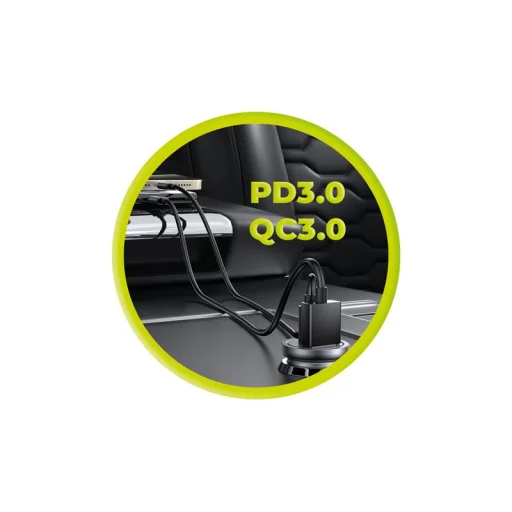 Mobile Origin CA12 30W kovová autonabíjačka s portmi USB-C a USB-A, čierna - 12