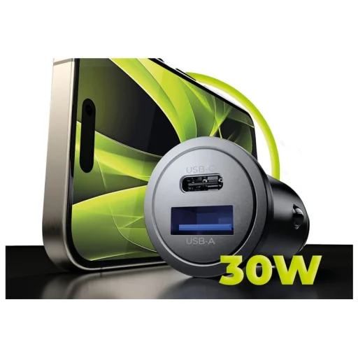 Mobile Origin CA12 30W kovová autonabíjačka s portmi USB-C a USB-A, čierna - 3