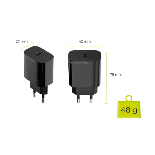 Mobile Origin PD20W MO11 sieťová nabíjačka, čierna, USB-C - 14